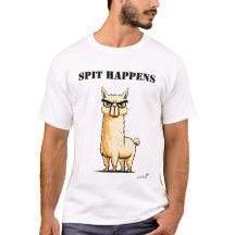 Lustiges Lama-T-Shirt mit Spruch 'Spit Happens'