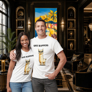 Lustiges Lama-T-Shirt mit Spruch 'Spit Happens' T-Shirt