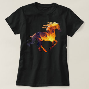 Lustiges laufendes Feuerpferd brennendes Pferd Lie T-Shirt