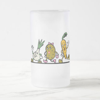 lustiges laufendes Gemüse Mattglas Bierglas