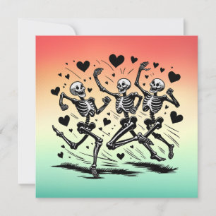 Lustiges Laufendes Skelett Valentinstag Kissen Feiertagskarte