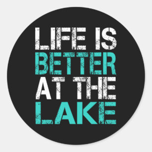 Lustiges Leben ist besser am See Camping Sommer Va Runder Aufkleber