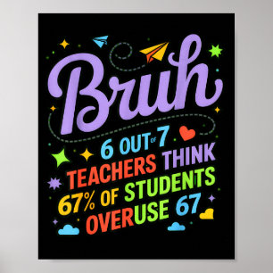 Lustiges Lehrer-Zitat Bruh 6 von 7 Lehrern denken Poster