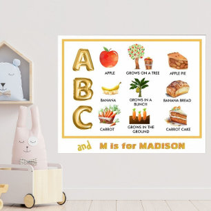 Lustiges Lernen ABC Apfel Banane Karottengeschicht Poster