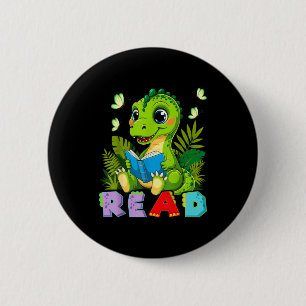 Lustiges Lesen Dinosaurier T-Rex Dino Buchliebhabe Button