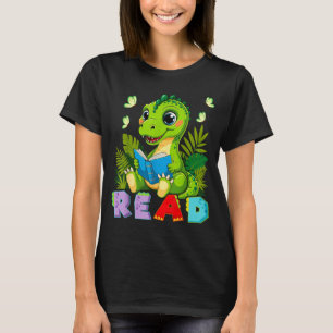 Lustiges Lesen Dinosaurier T-Rex Dino Buchliebhabe T-Shirt