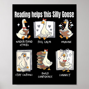 Lustiges Lesen hilft diesem albernen Gänse-Bibliot Poster