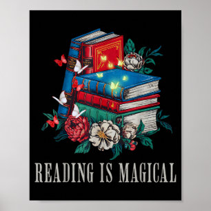 Lustiges Lesen ist magisches vintage Buchliebhaber Poster