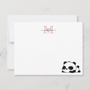 Lustiges liegendes Panda-Script Pink moderne Monog Mitteilungskarte