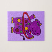 Lustiges lila Flusspferd, das Hula Band spielt Puzzle (Horizontal)