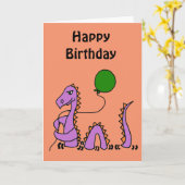 Lustiges lila Loch- Nessmonster mit grünem Ballon Karte (Gelbe Blume)