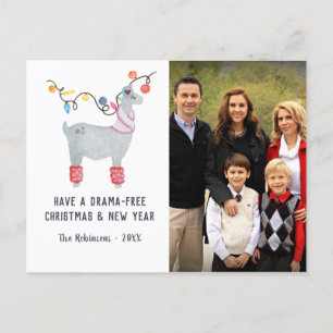 Lustiges Llama-Themen-Weihnachtsfamilienfoto Feiertagspostkarte