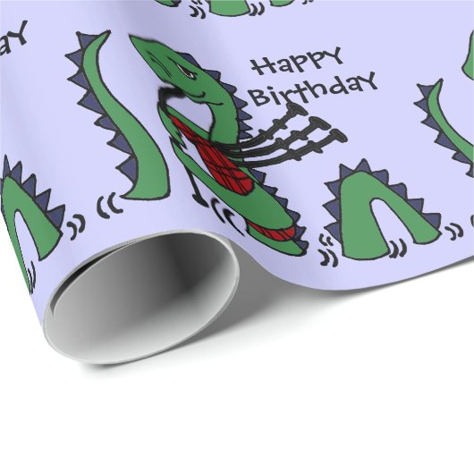 Lustiges Loch- Nessmonster, das Dudelsäcke spielt Geschenkpapier (Rolleneckpunkt)