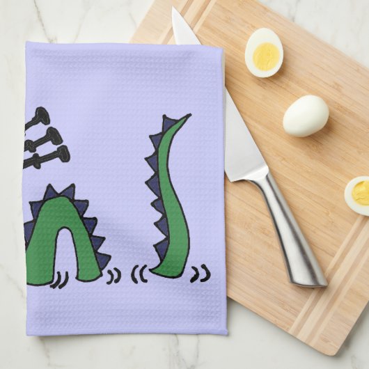 Lustiges Loch- Nessmonster, das Dudelsäcke spielt Geschirrtuch (Viertel Falte)