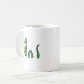 Lustiges Loch- Nessmonster-trinkender Bier-Cartoon Kaffeetasse (Vorderseite Links)