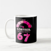 Lustiges Low-Cortisol-Meme Stresslevel ist 6-7 Kaffeetasse (Links)