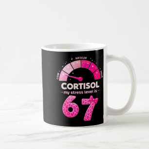 Lustiges Low-Cortisol-Meme Stresslevel ist 6-7 Kaffeetasse
