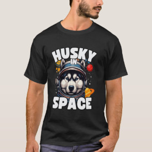 Lustiges Lustiges Husky-Design Husky im Weltraum H T-Shirt