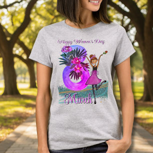 Lustiges Mädchen 8. März Internationaler Frauentag T-Shirt