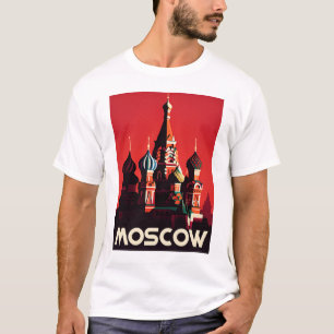 Lustiges Mädchen Vintage-Postkarte Moskau T-Shirt