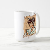 Lustiges Mädchen zur Kaffezeit am Morgen Kaffeetasse (VorderseiteRechts)