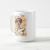 Lustiges Mädchen zur Kaffezeit am Morgen Kaffeetasse (Vorderseite Links)