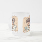 Lustiges Mädchen zur Kaffezeit am Morgen Mattglastasse (Vorderseite Links)