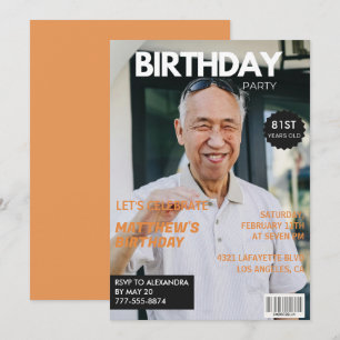Lustiges Magazin-Editorial-Foto 81. Geburtstag Einladung