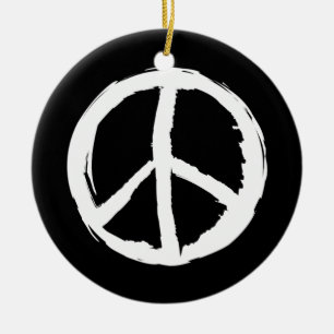 lustiges, malerisches PEACE SIGN Keramik Ornament
