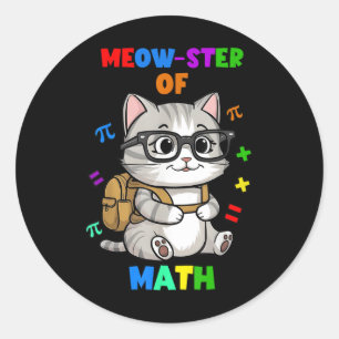 Lustiges Mathe-Katzen-T-Shirt – Meow-ster der Math Runder Aufkleber