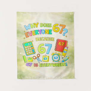 Lustiges Mathe-Nummer-67-Witzposter für Kinder Wandteppich