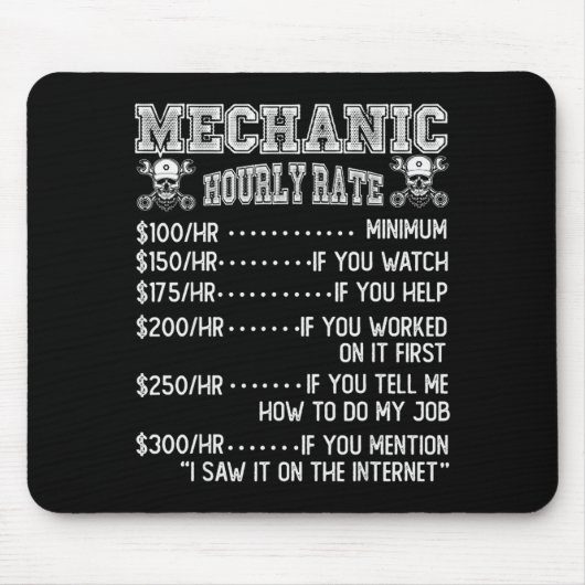 Lustiges Mechaniker-Stundensatz-Witz-Design  Mousepad (Vorne)
