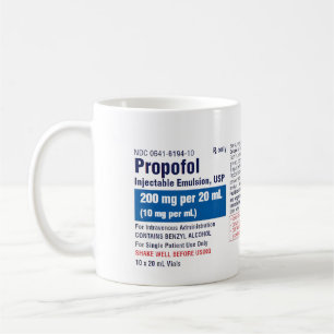 Lustiges Medizinisches Propofol Etikett Kaffeetasse
