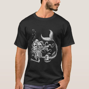 Lustiges Meerjungfrau-Skelett Halloween-Kostüm Fra T-Shirt