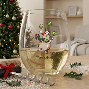 Lustiges Meerschweinchen Frohe Weihnachten! Jongli Weinglas Ohne Stiel