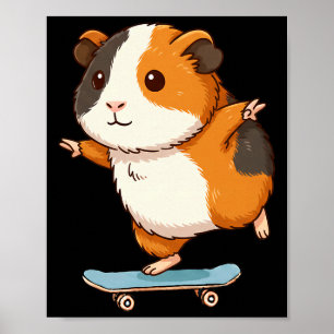 Lustiges Meerschweinchen Skater Skateboard Balleri Poster