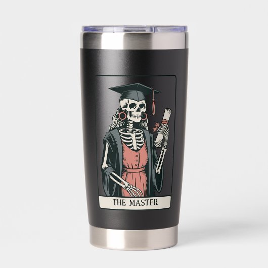 Lustiges Meister-Abschlussgeschenk Skelett Absolve Thermobecher (Vorderseite)