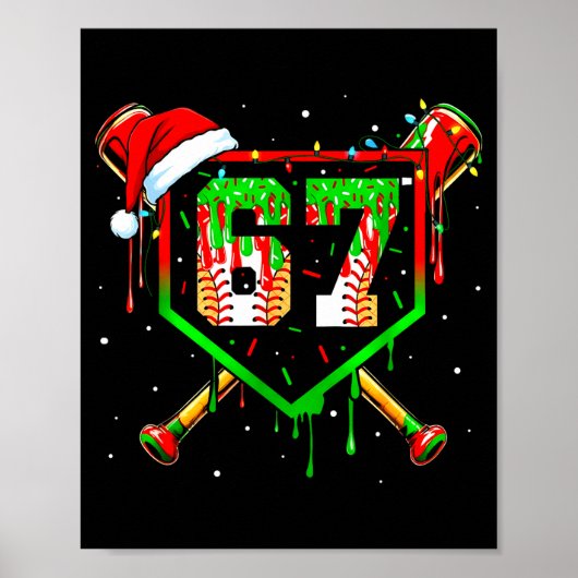 Lustiges Meme 67 Weihnachten Baseball Eiscreme Män Poster (Vorne)
