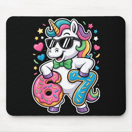 Lustiges Meme Einhorn Mädchen Kinder Sechs Sieben Mousepad (Vorne)