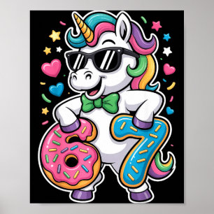 Lustiges Meme Einhorn Mädchen Kinder Sechs Sieben Poster