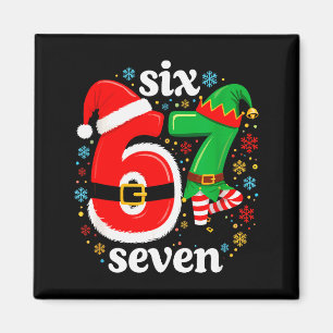 Lustiges Meme Six Seven 67 Elf 6 7 Santa Weihnacht Magnet