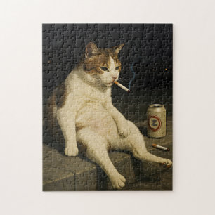 Lustiges Meme-T-Shirt mit rauchendem Katzenkitten  Puzzle