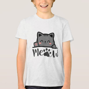 Lustiges 'Meow' Katzenliebhaber T-Shirt - Süßes Ka Tri-Blend Shirt