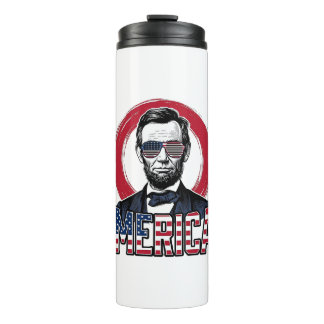 Lustiges Merica Patriotischer Präsident Vintage Ve Thermosbecher