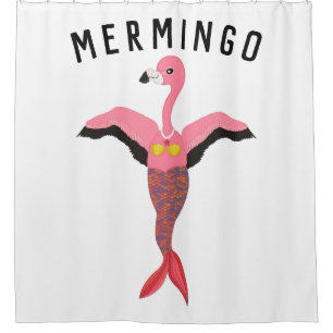 Lustiges Mermingo: Flamingo-Meerjungfrau Duschvorhang