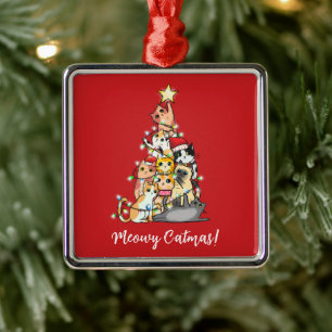 Lustiges Miezekatzen-Weihnachten Katzen Weihnachts Ornament Aus Metall