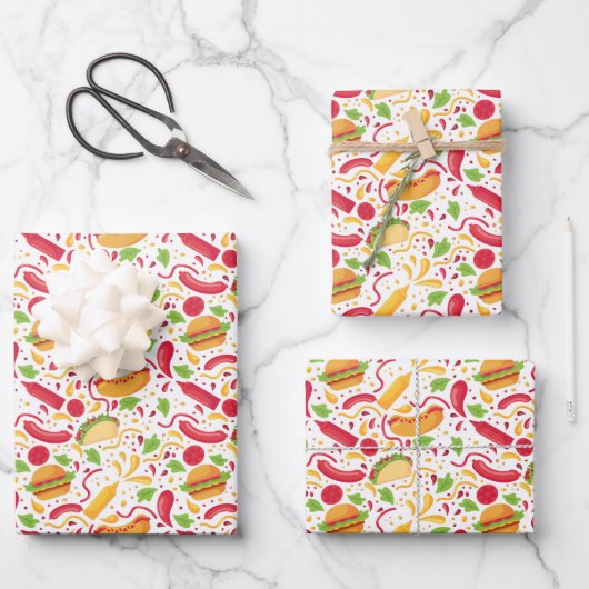 lustiges Mischfutter Geschenkpapier Set (Vorderseite)