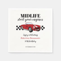 Lustiges Mittelalter Vintage rotes Auto 50. Geburt