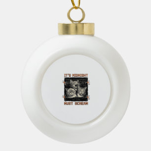 Lustiges Mitternachts-Schreien-Katzen Vintage-Shir Keramik Kugel-Ornament