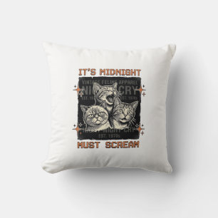 Lustiges Mitternachts-Schreien-Katzen Vintage-Shir Kissen